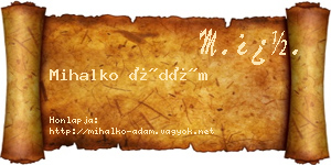 Mihalko Ádám névjegykártya